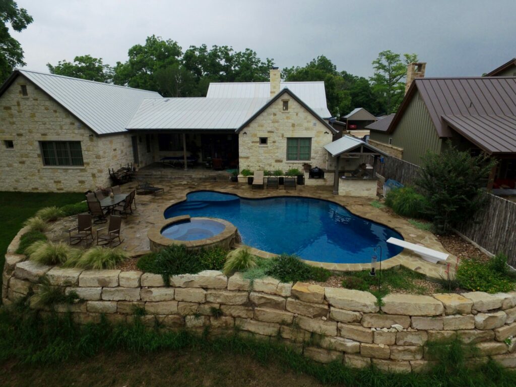 Pool & Spa with stack stone spillway